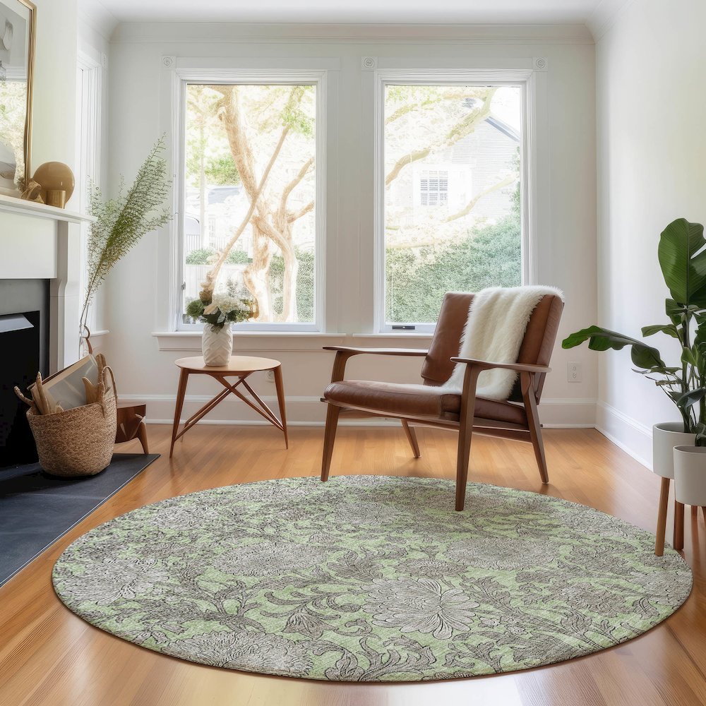 Premium Machine Washable Mayfield AMF677 Aloe 8' x 8' Round Rug. Picture 5