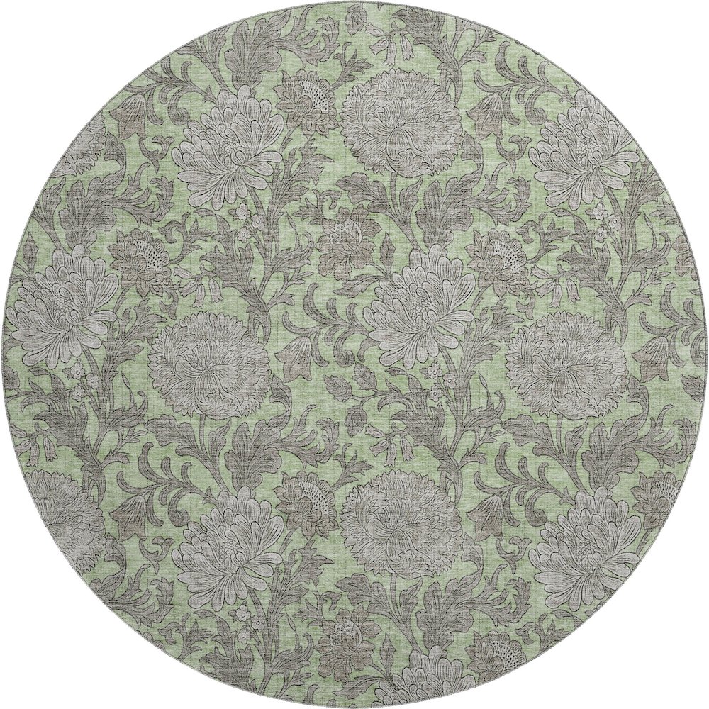 Premium Machine Washable Mayfield AMF677 Aloe 8' x 8' Round Rug. Picture 1