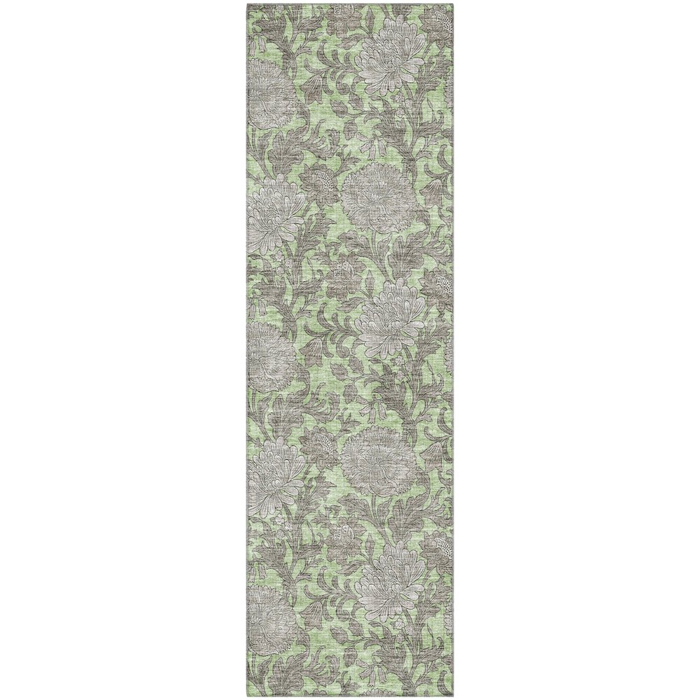 Premium Machine Washable Mayfield AMF677 Aloe 2'3" x 7'6" Runner Rug. Picture 1