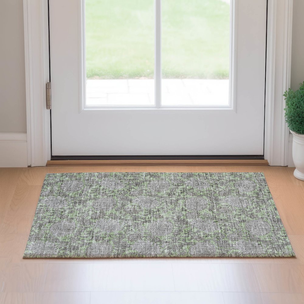 Premium Machine Washable Mayfield AMF677 Aloe 1'8" x 2'6" Rug. Picture 5