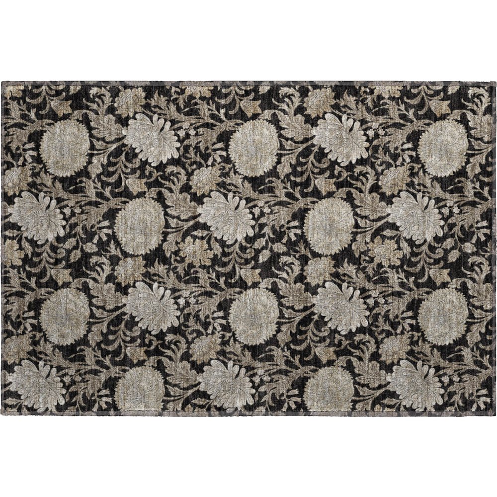 Premium Machine Washable Mayfield AMF677 Black 1'8" x 2'6" Rug. Picture 1