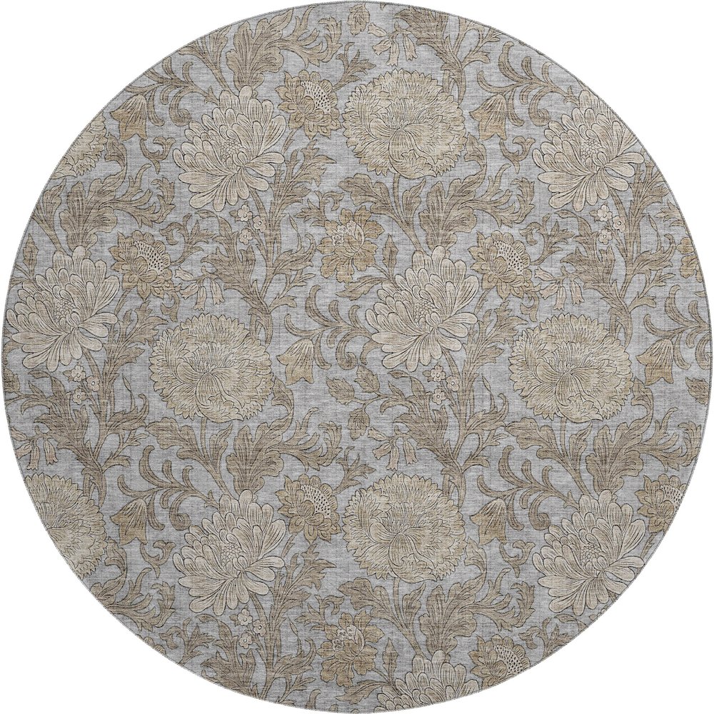 Premium Machine Washable Mayfield AMF677 Gray 8' x 8' Round Rug. Picture 1