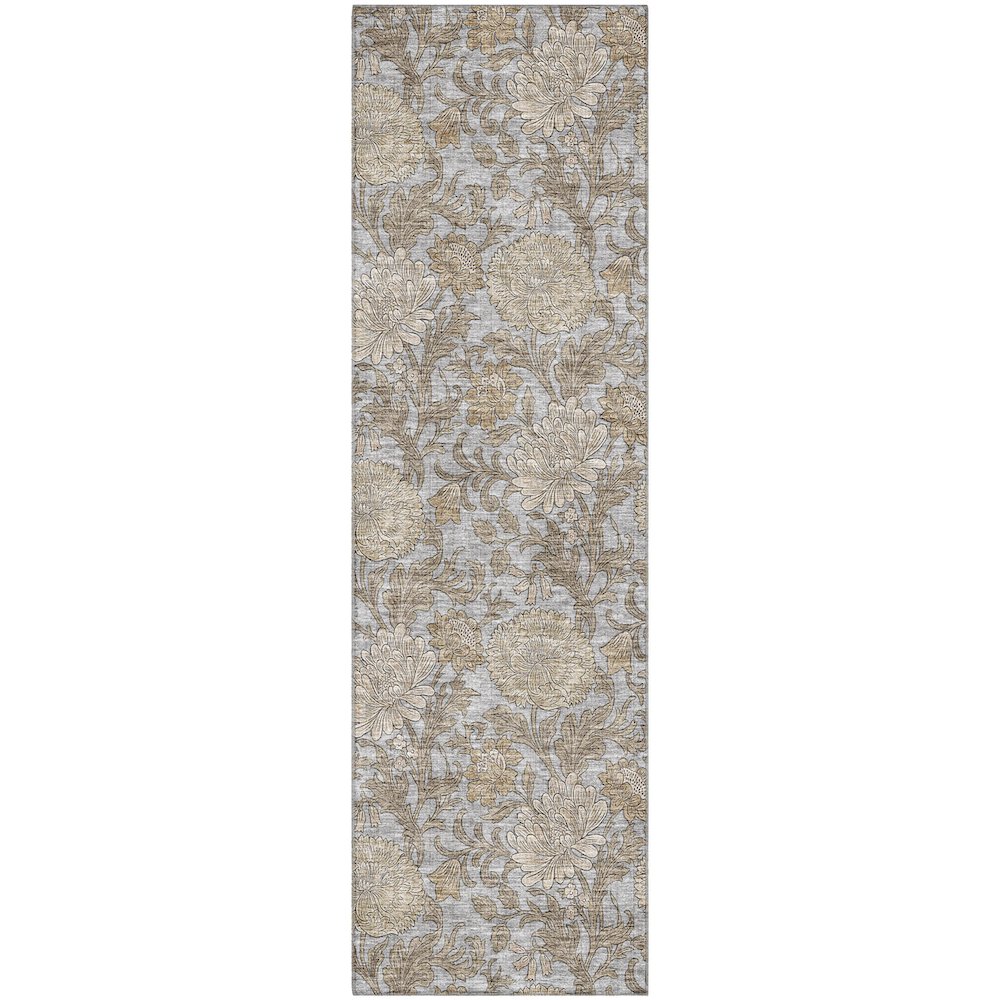 Premium Machine Washable Mayfield AMF677 Gray 2'3" x 7'6" Runner Rug. Picture 1