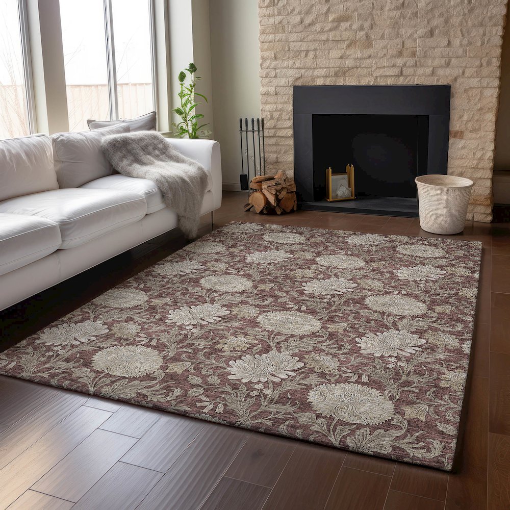 Premium Machine Washable Mayfield AMF677 Merlot 2'6" x 3'10" Rug. Picture 6