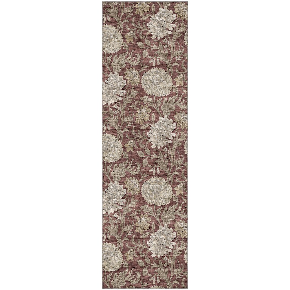 Premium Machine Washable Mayfield AMF677 Merlot 2'3" x 7'6" Runner Rug. Picture 1