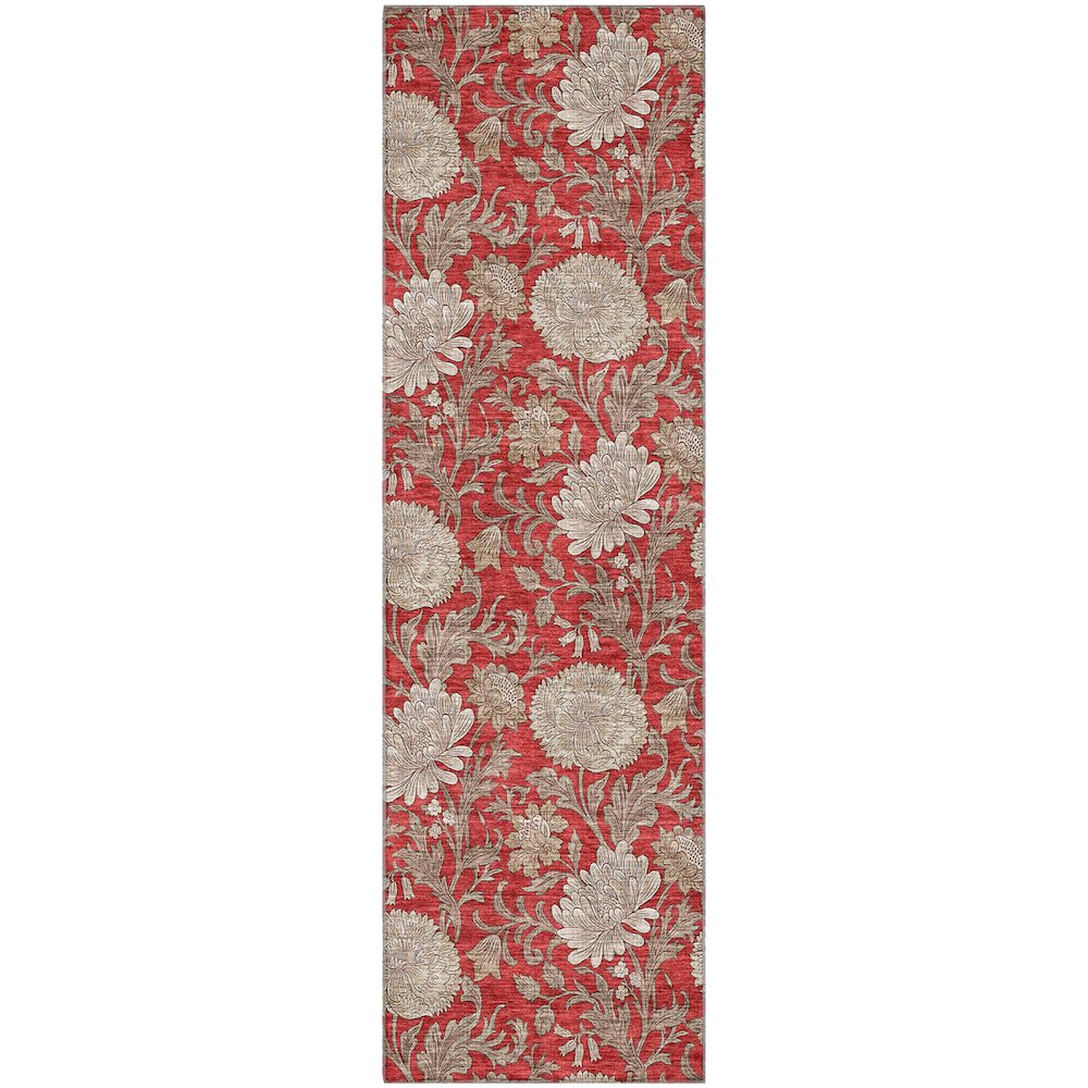 Premium Machine Washable Mayfield AMF677 Red 2'3" x 7'6" Runner Rug. Picture 1