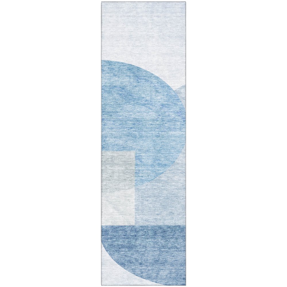 Premium Machine Washable Mayfield AMF678 Blue 2'3" x 7'6" Runner Rug. Picture 1