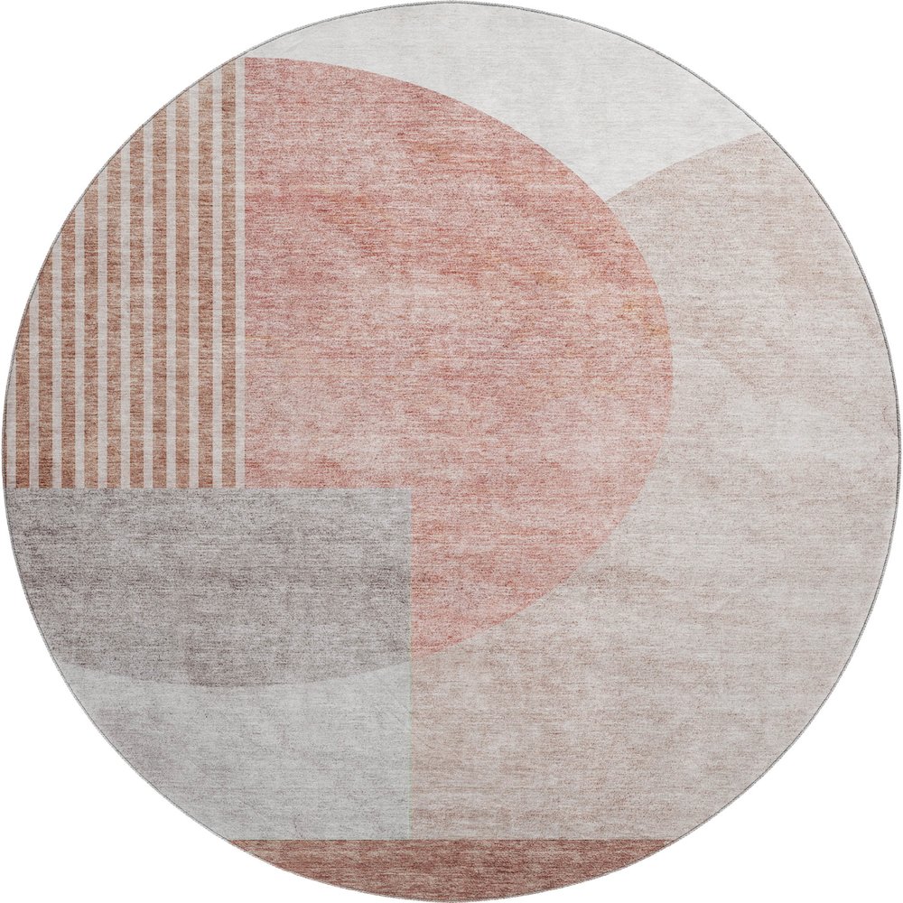 Premium Machine Washable Mayfield AMF678 Copper 8' x 8' Round Rug. Picture 1