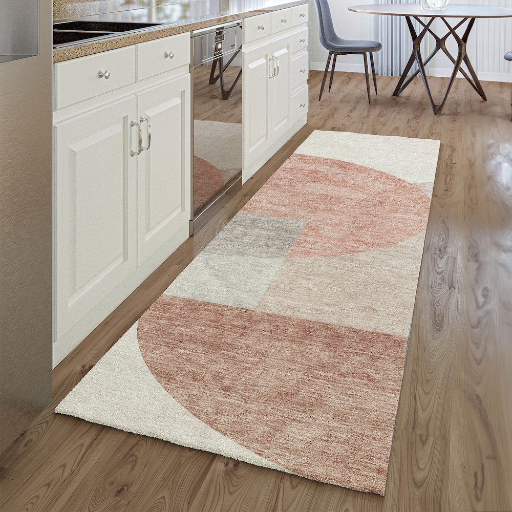 Premium Machine Washable Mayfield AMF678 Copper 2'3" x 7'6" Runner Rug. Picture 5