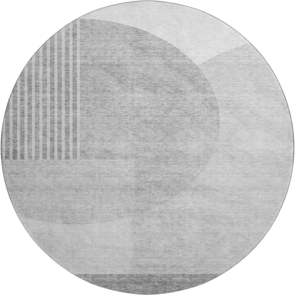 Premium Machine Washable Mayfield AMF678 Gray 8' x 8' Round Rug. Picture 1