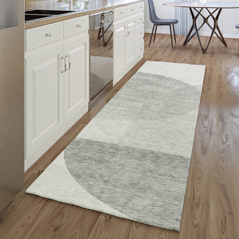 Premium Machine Washable Mayfield AMF678 Gray 2'3" x 7'6" Runner Rug. Picture 5