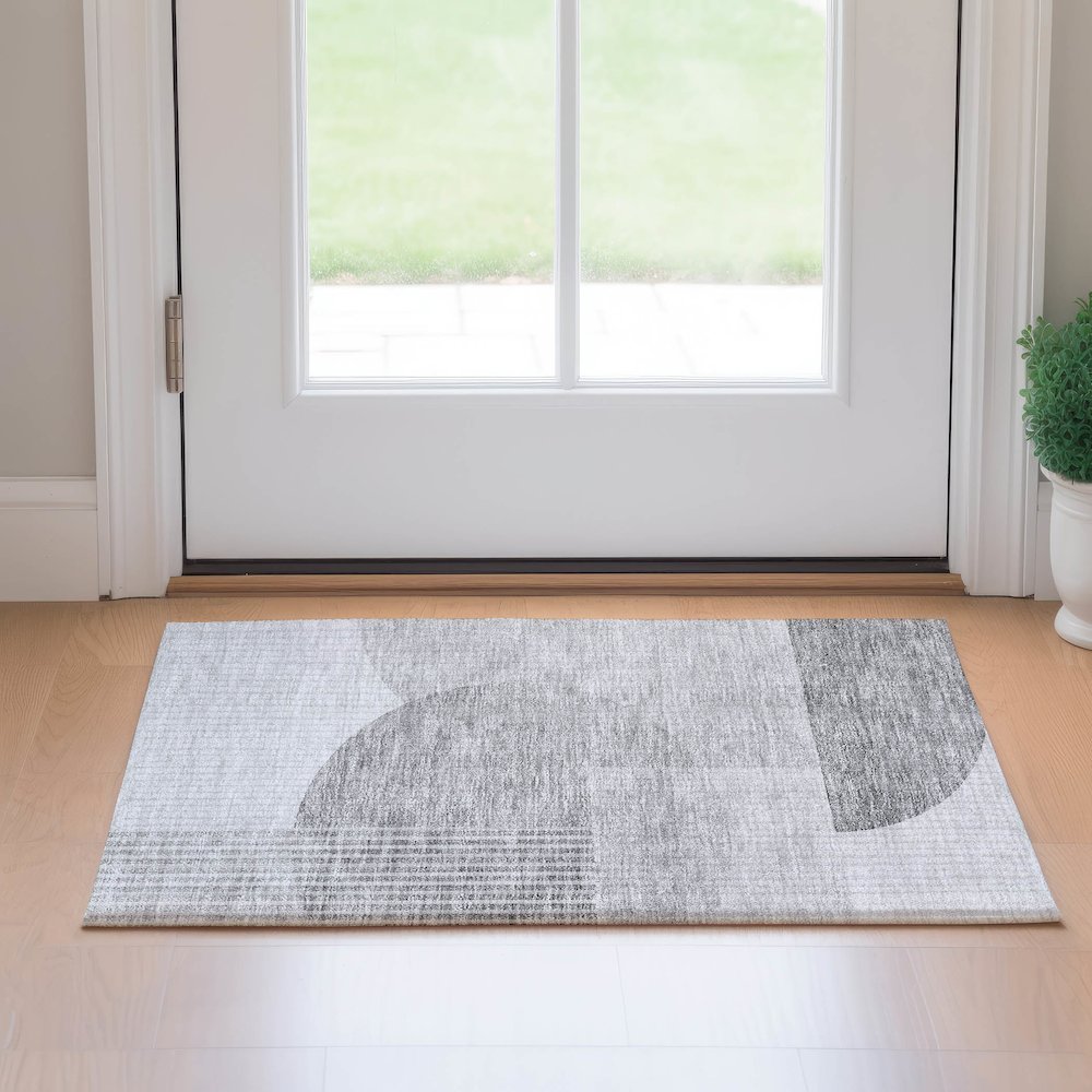 Premium Machine Washable Mayfield AMF678 Gray 1'8" x 2'6" Rug. Picture 5