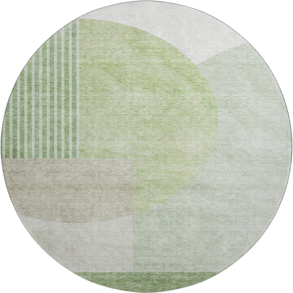 Premium Machine Washable Mayfield AMF678 Olive 8' x 8' Round Rug. Picture 1