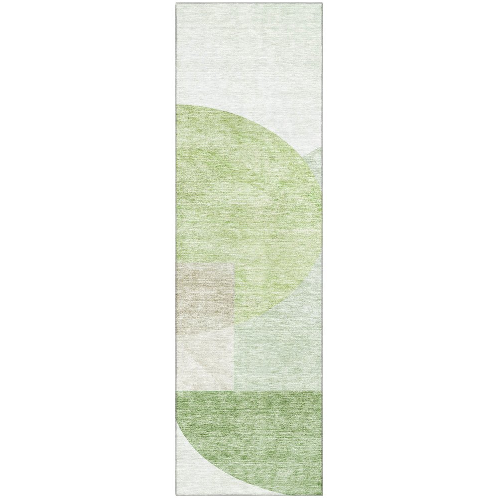 Premium Machine Washable Mayfield AMF678 Olive 2'3" x 7'6" Runner Rug. Picture 1