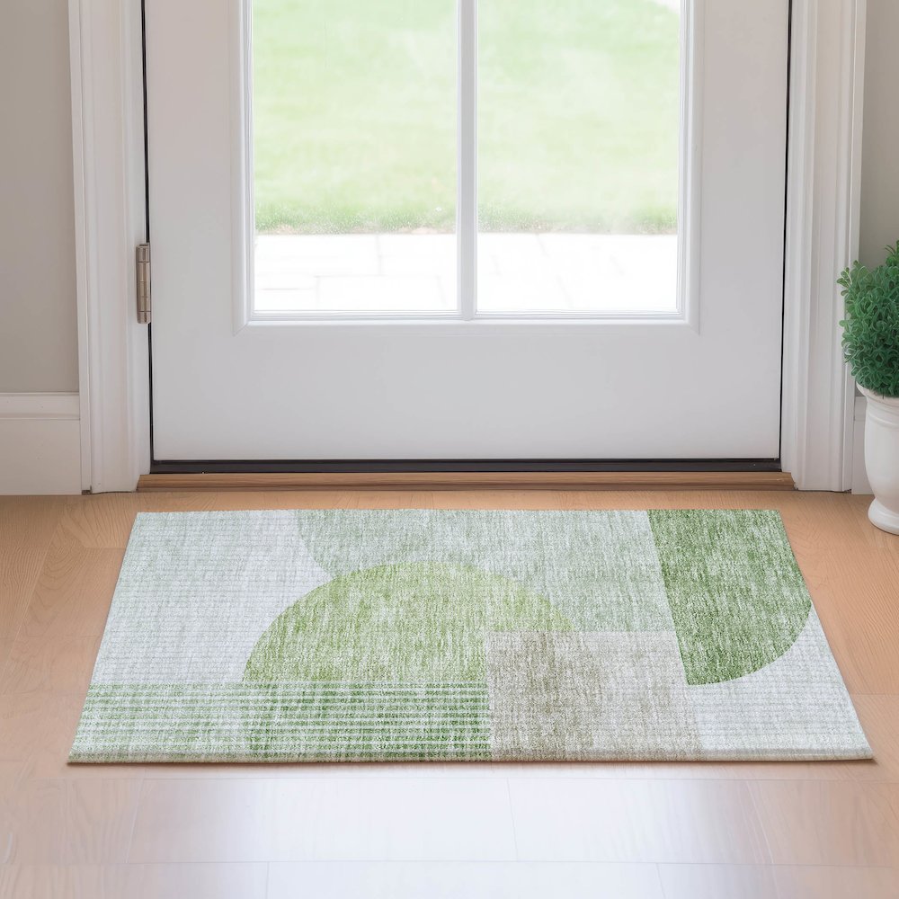 Premium Machine Washable Mayfield AMF678 Olive 1'8" x 2'6" Rug. Picture 5