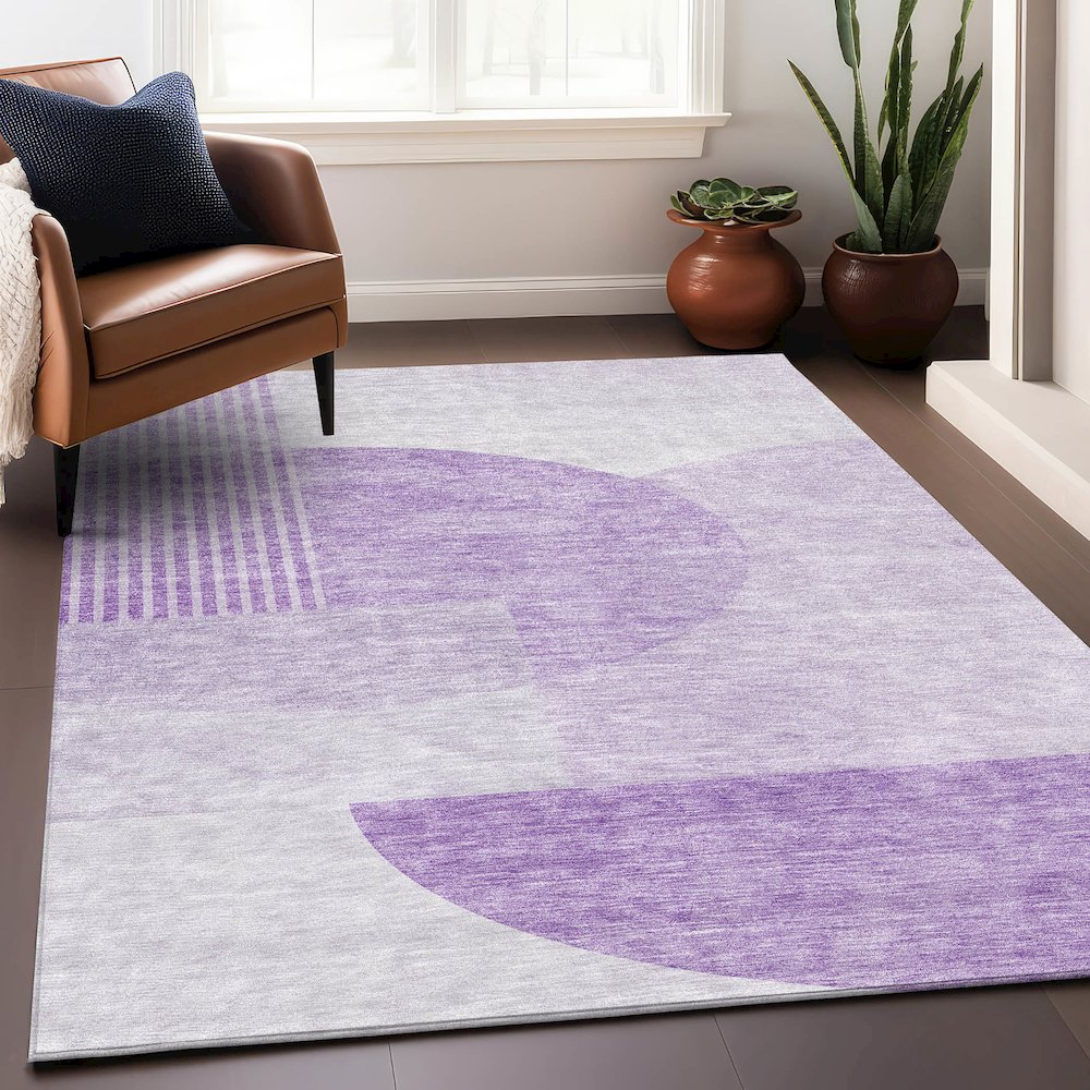 Premium Machine Washable Mayfield AMF678 Purple 2'6" x 3'10" Rug. Picture 6