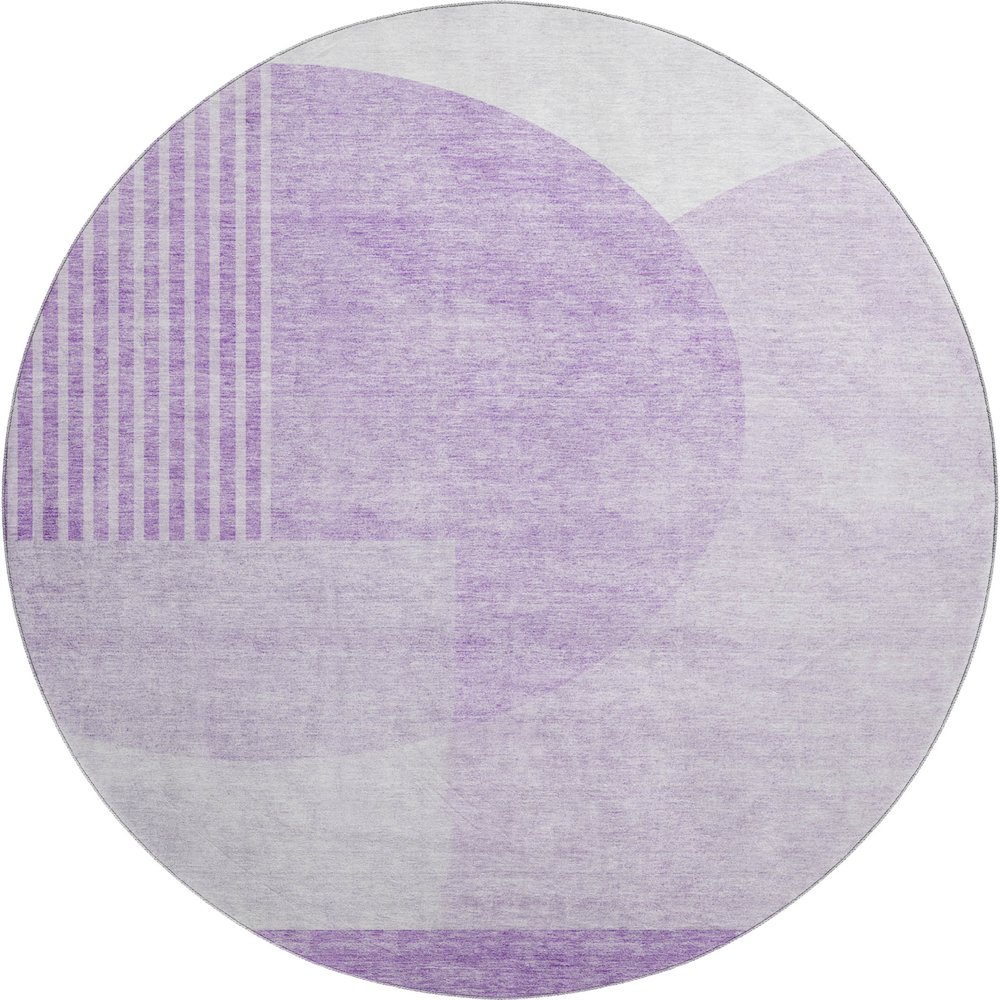 Premium Machine Washable Mayfield AMF678 Purple 8' x 8' Round Rug. Picture 1