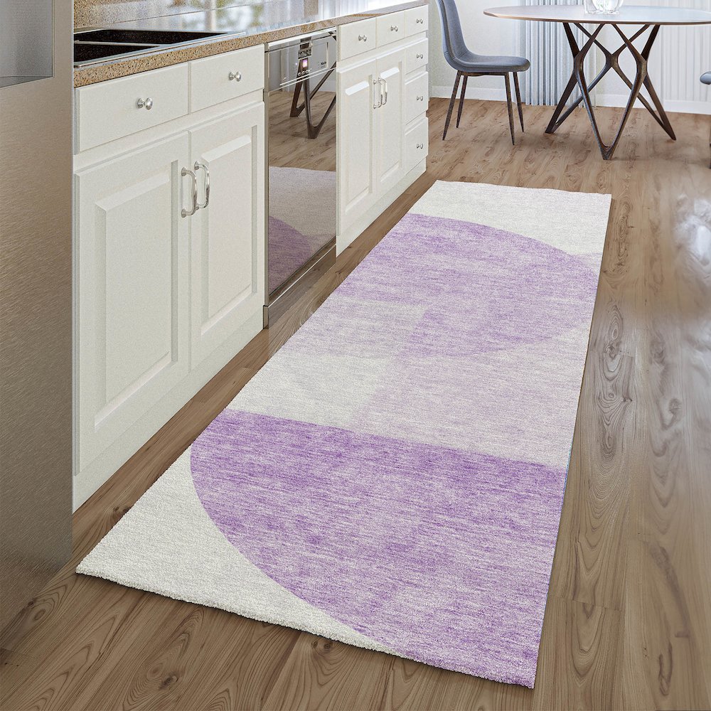 Premium Machine Washable Mayfield AMF678 Purple 2'3" x 7'6" Runner Rug. Picture 5