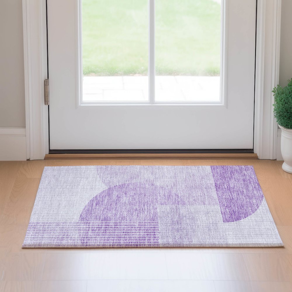 Premium Machine Washable Mayfield AMF678 Purple 1'8" x 2'6" Rug. Picture 5