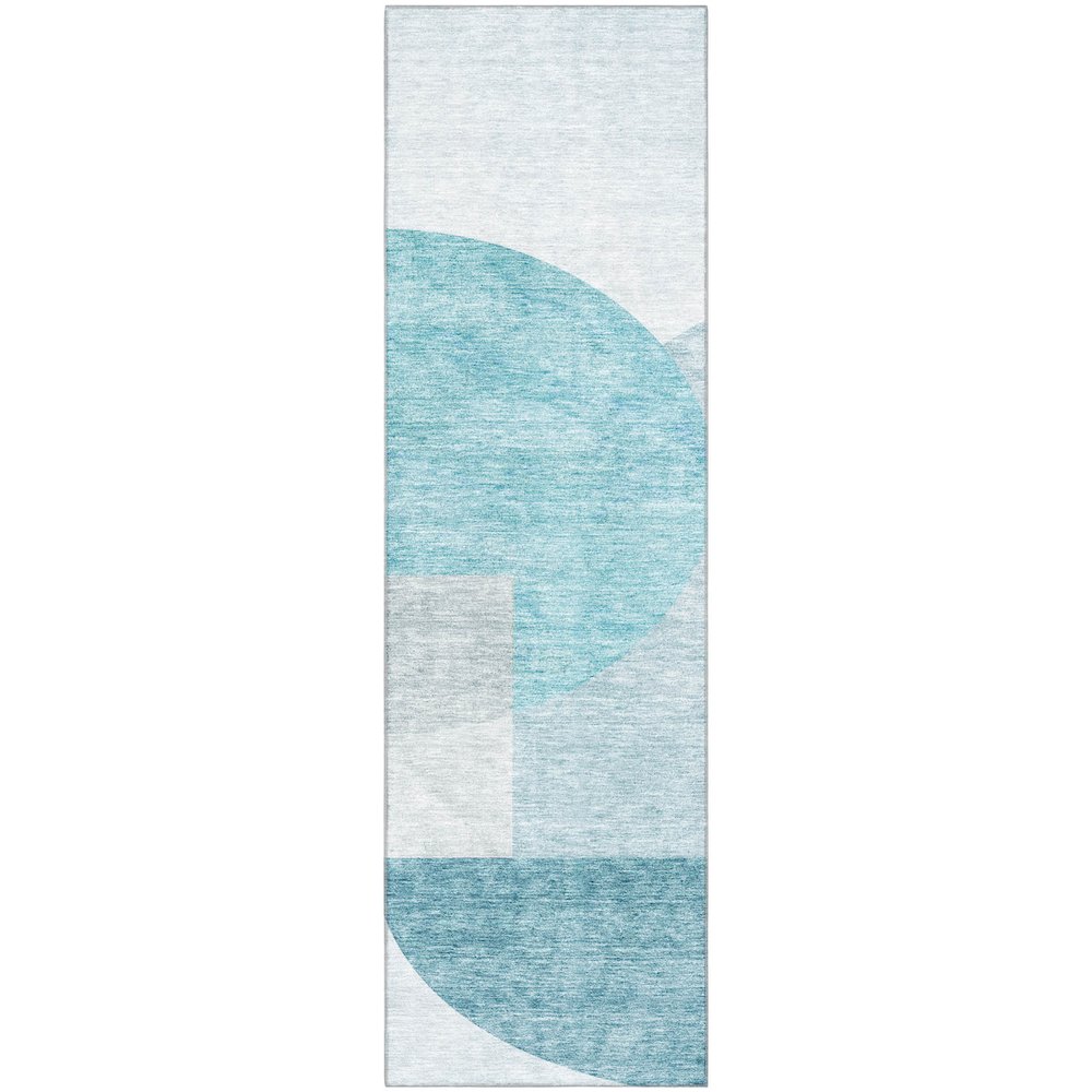 Premium Machine Washable Mayfield AMF678 Teal 2'3" x 7'6" Runner Rug. Picture 1
