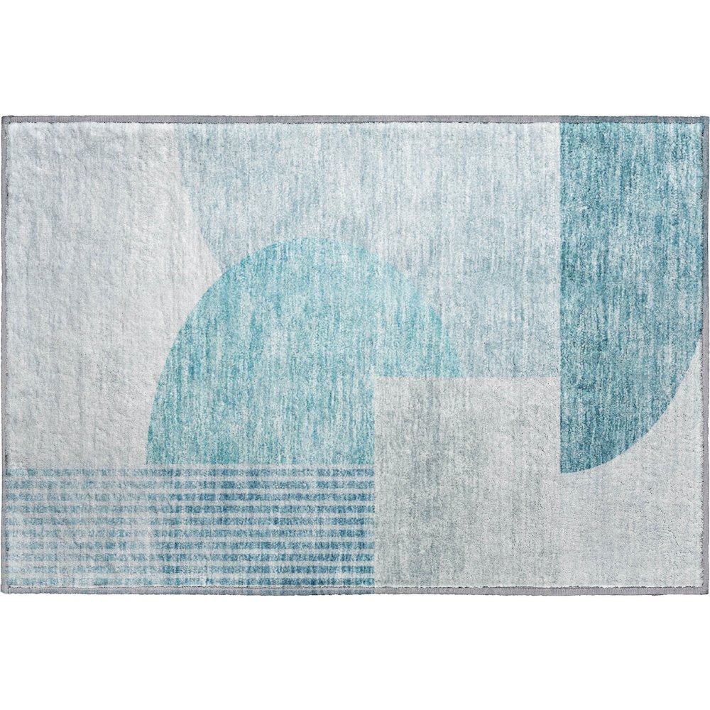 Premium Machine Washable Mayfield AMF678 Teal 1'8" x 2'6" Rug. Picture 1