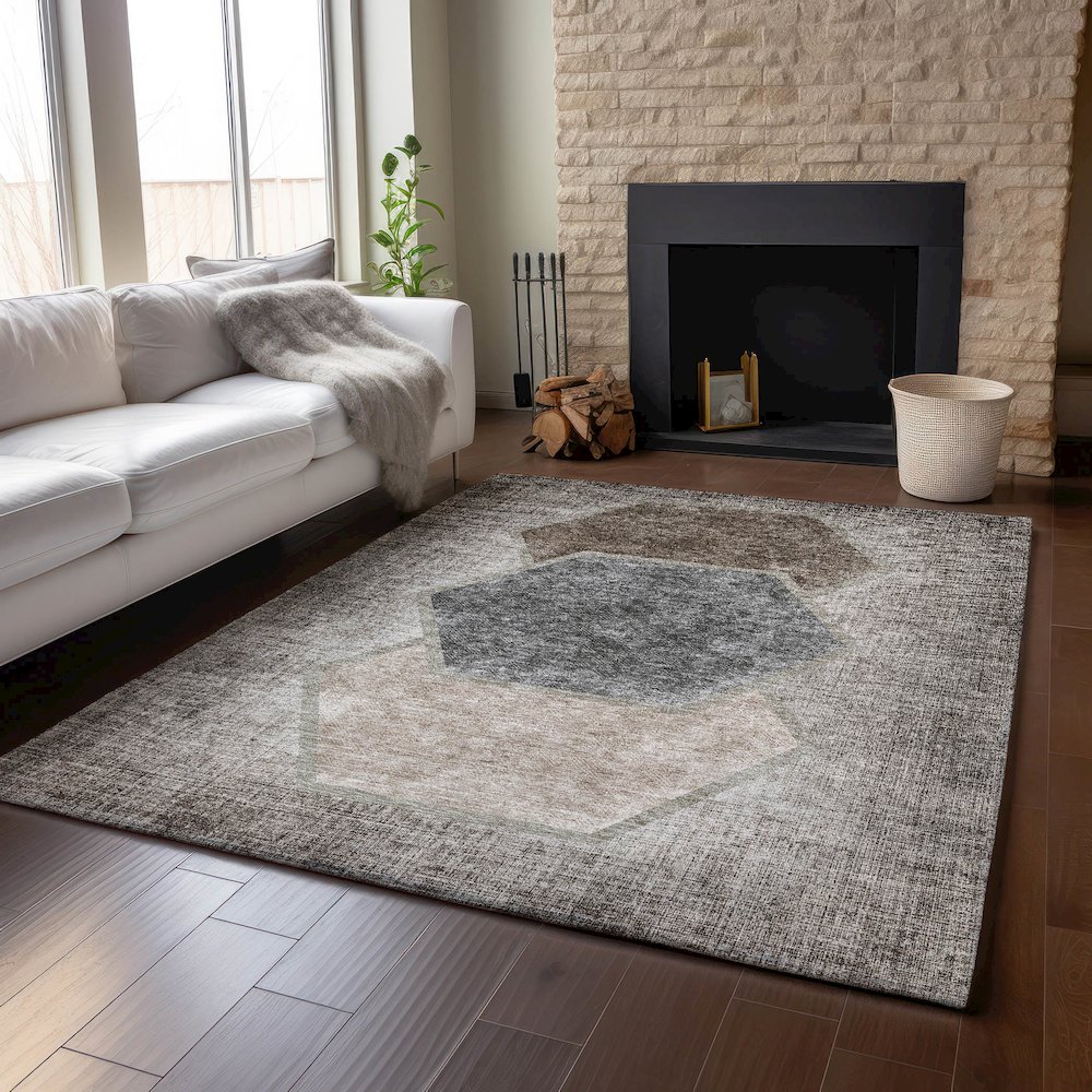 Premium Machine Washable Mayfield AMF679 Fudge 2'6" x 3'10" Rug. Picture 6