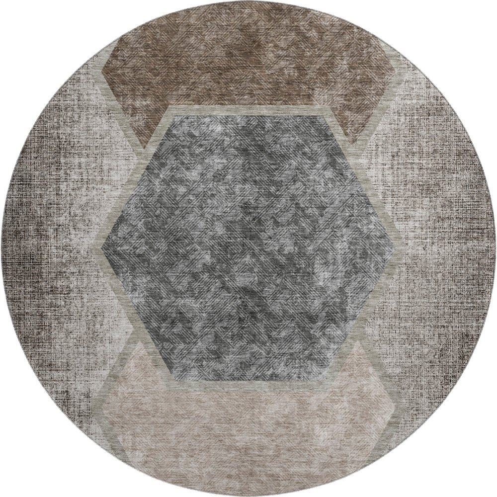 Premium Machine Washable Mayfield AMF679 Fudge 8' x 8' Round Rug. Picture 1