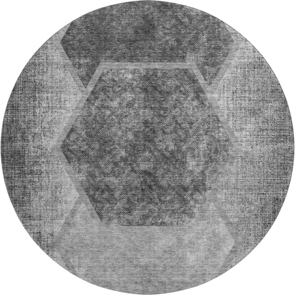 Premium Machine Washable Mayfield AMF679 Gray 8' x 8' Round Rug. Picture 1
