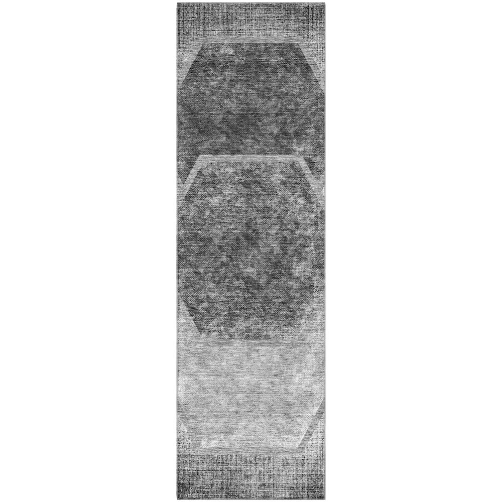 Premium Machine Washable Mayfield AMF679 Gray 2'3" x 7'6" Runner Rug. Picture 1