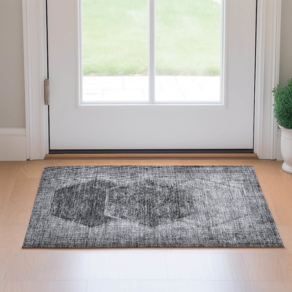 Premium Machine Washable Mayfield AMF679 Gray 1'8" x 2'6" Rug. Picture 5