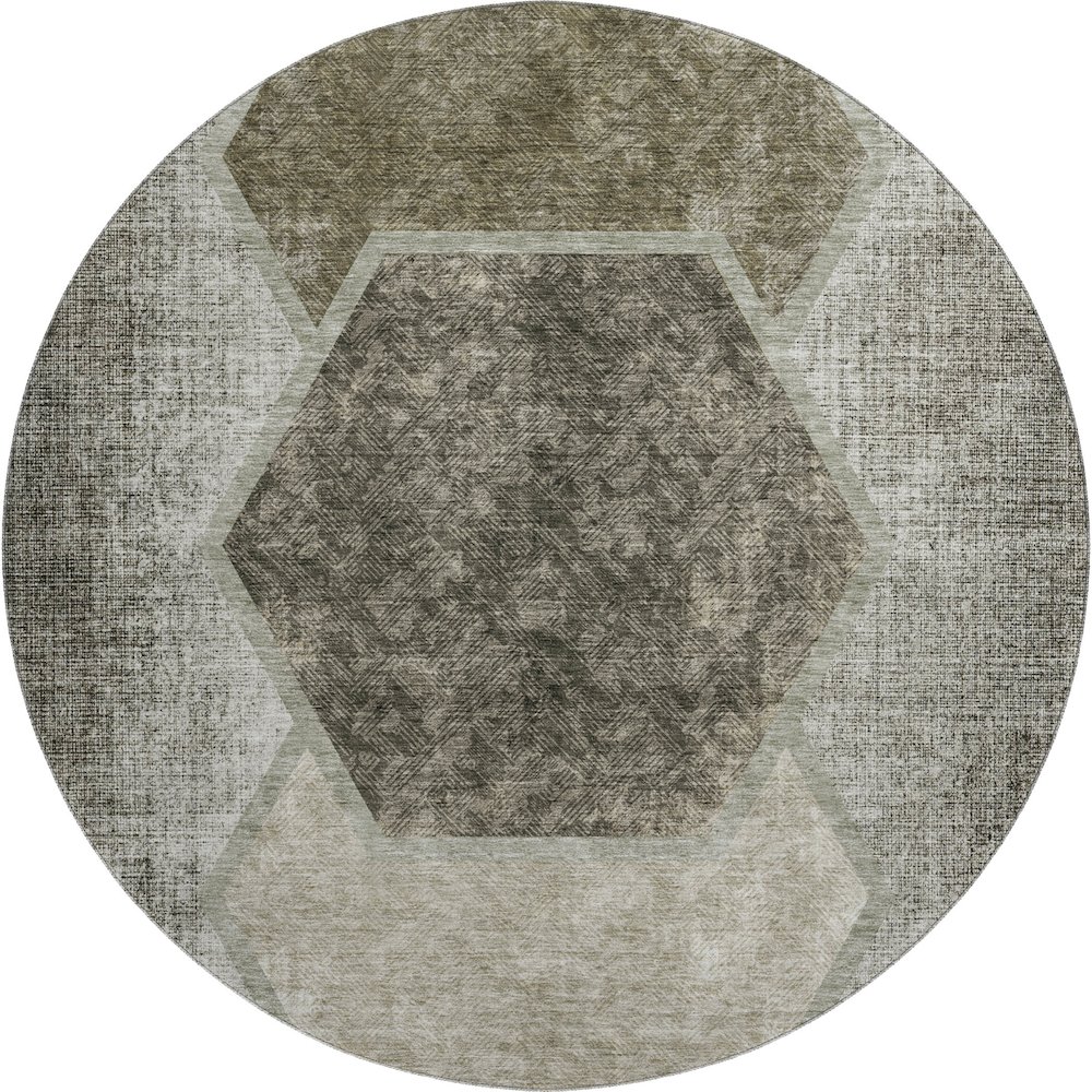 Premium Machine Washable Mayfield AMF679 Taupe 8' x 8' Round Rug. Picture 1