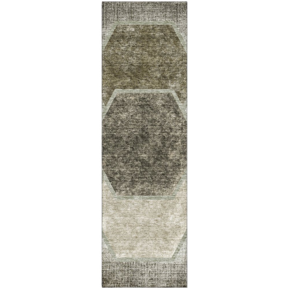 Premium Machine Washable Mayfield AMF679 Taupe 2'3" x 7'6" Runner Rug. Picture 1