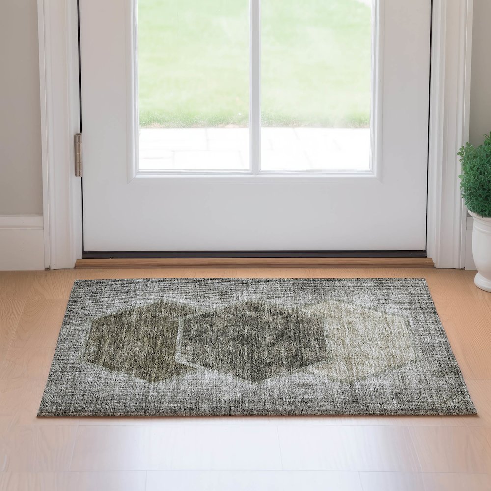 Premium Machine Washable Mayfield AMF679 Taupe 1'8" x 2'6" Rug. Picture 5