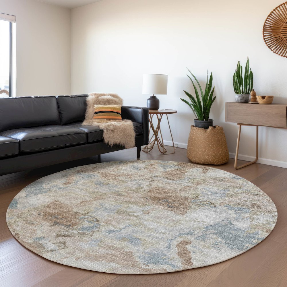 Premium Machine Washable Mayfield  Moody 8' x 8' Round Rug. Picture 5