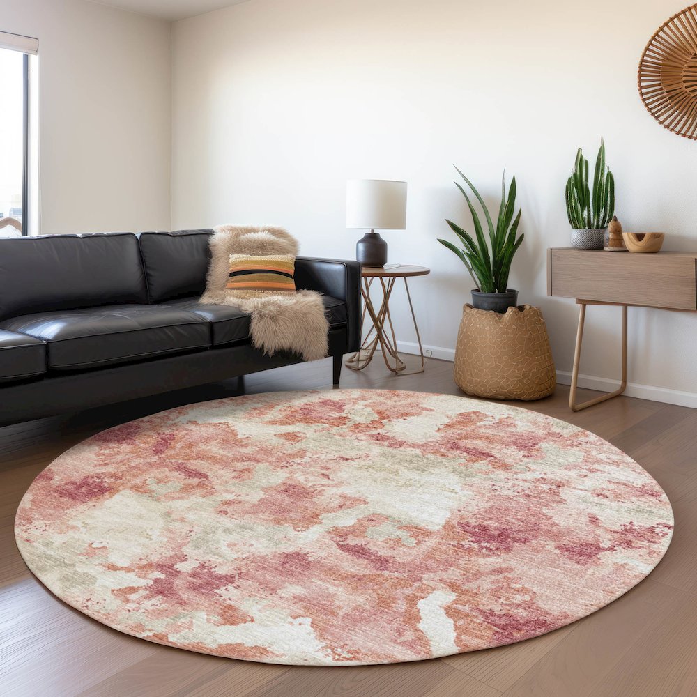 Premium Machine Washable Mayfield  Pink 8' x 8' Round Rug. Picture 5
