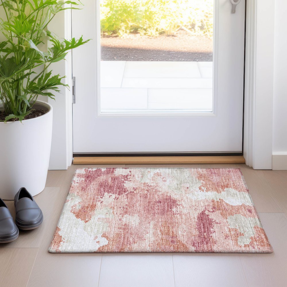 Premium Machine Washable Mayfield  Pink 1'8" x 2'6" Rug. Picture 5