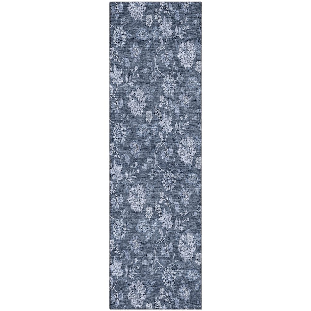 Premium Machine Washable Mayfield AMF680 Blue 2'3" x 7'6" Runner Rug. Picture 1