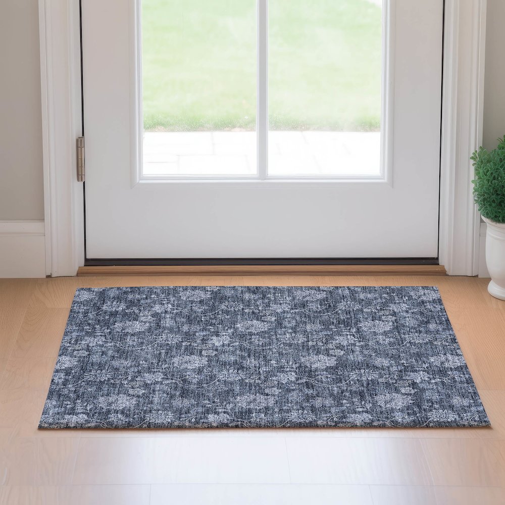 Premium Machine Washable Mayfield AMF680 Blue 1'8" x 2'6" Rug. Picture 5