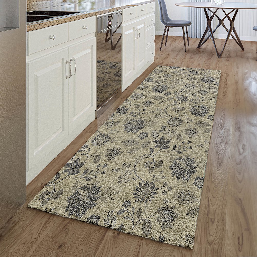 Premium Machine Washable Mayfield AMF680 Brown 2'3" x 7'6" Runner Rug. Picture 5