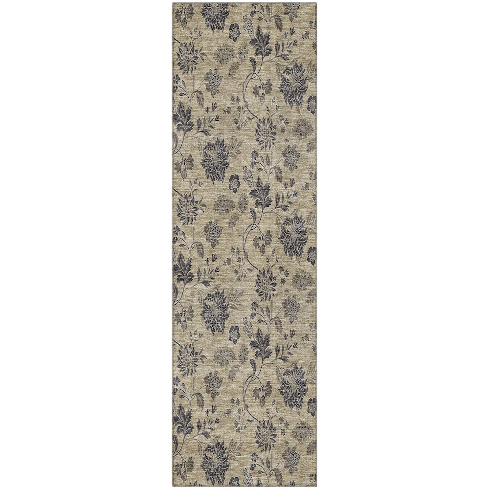 Premium Machine Washable Mayfield AMF680 Brown 2'3" x 7'6" Runner Rug. Picture 1
