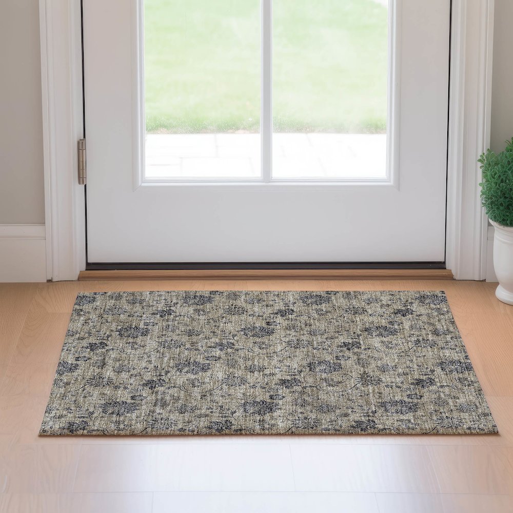 Premium Machine Washable Mayfield AMF680 Brown 1'8" x 2'6" Rug. Picture 5