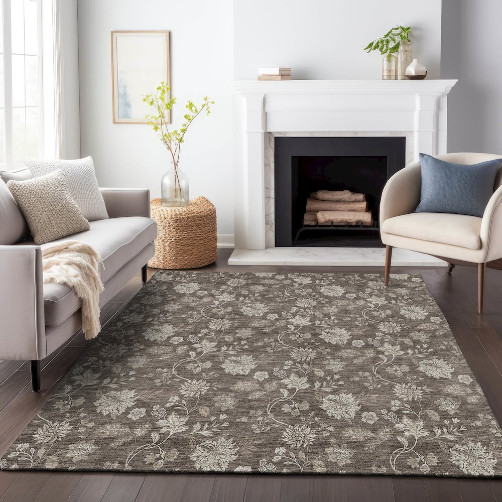 Premium Machine Washable Mayfield AMF680 Chocolate 2'6" x 3'10" Rug. Picture 5