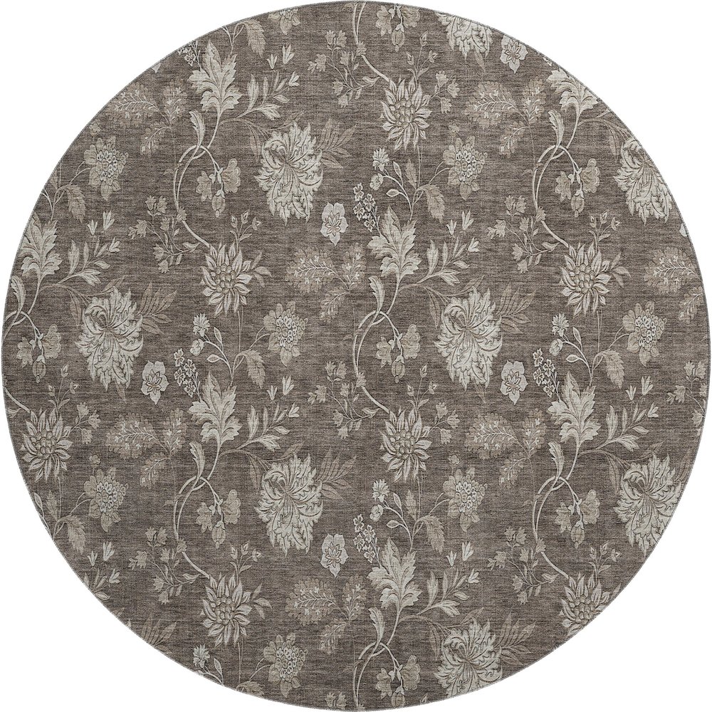 Premium Machine Washable Mayfield AMF680 Chocolate 8' x 8' Round Rug. Picture 1