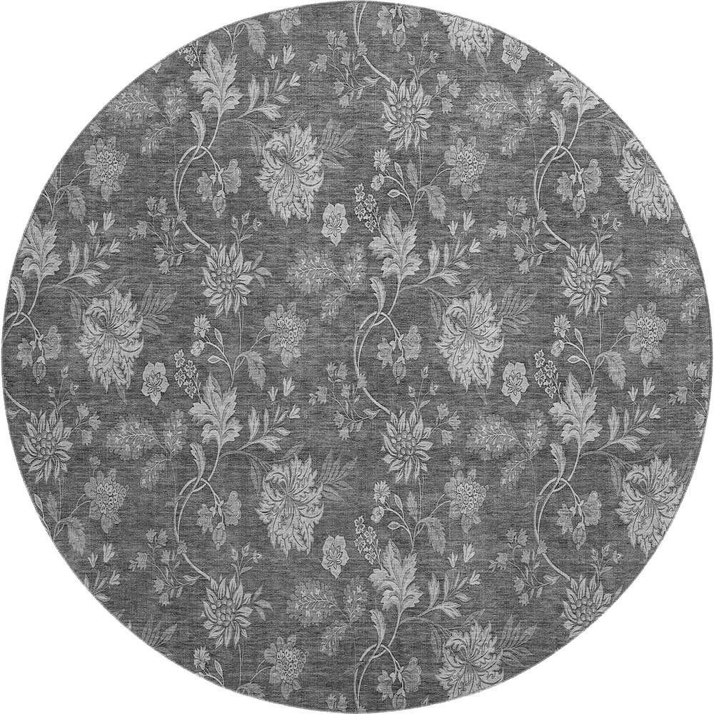 Premium Machine Washable Mayfield AMF680 Gray 8' x 8' Round Rug. Picture 1