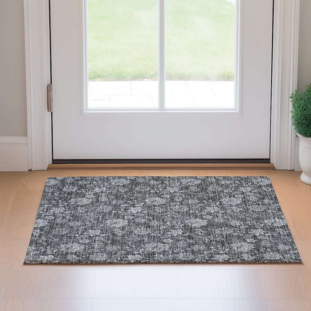 Premium Machine Washable Mayfield AMF680 Gray 1'8" x 2'6" Rug. Picture 5