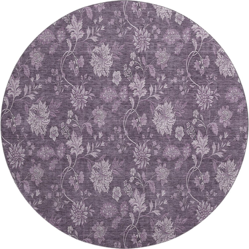 Premium Machine Washable Mayfield AMF680 Plum 8' x 8' Round Rug. Picture 1