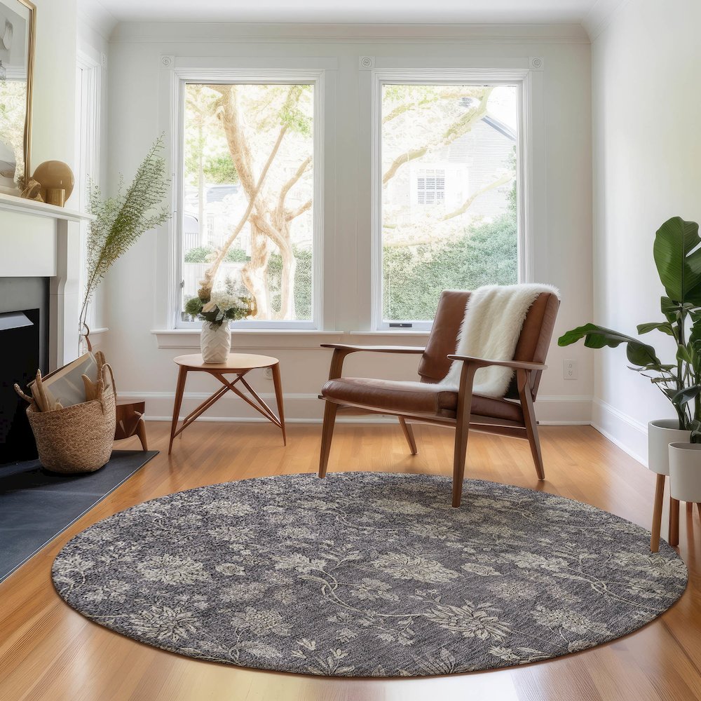 Premium Machine Washable Mayfield AMF680 Taupe 8' x 8' Round Rug. Picture 5
