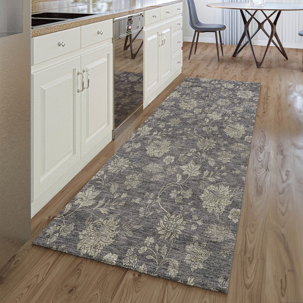 Premium Machine Washable Mayfield AMF680 Taupe 2'3" x 7'6" Runner Rug. Picture 5