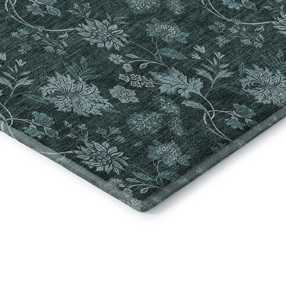 Premium Machine Washable Mayfield AMF680 Teal 1'8" x 2'6" Rug. Picture 3