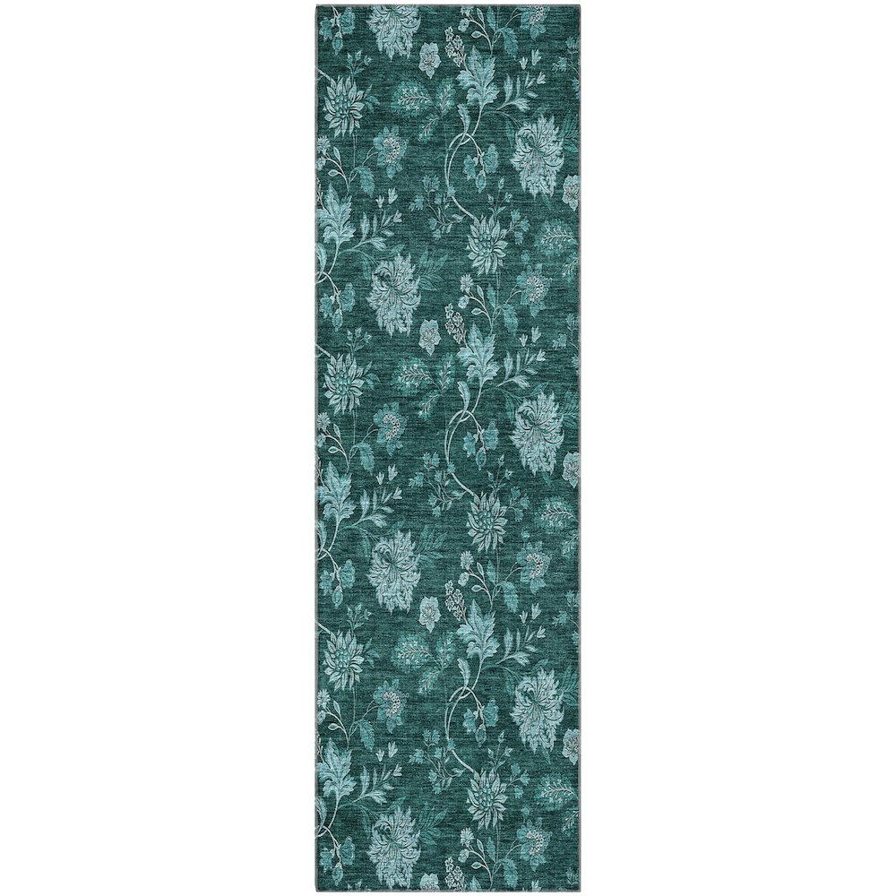 Premium Machine Washable Mayfield AMF680 Teal 2'3" x 7'6" Runner Rug. Picture 1